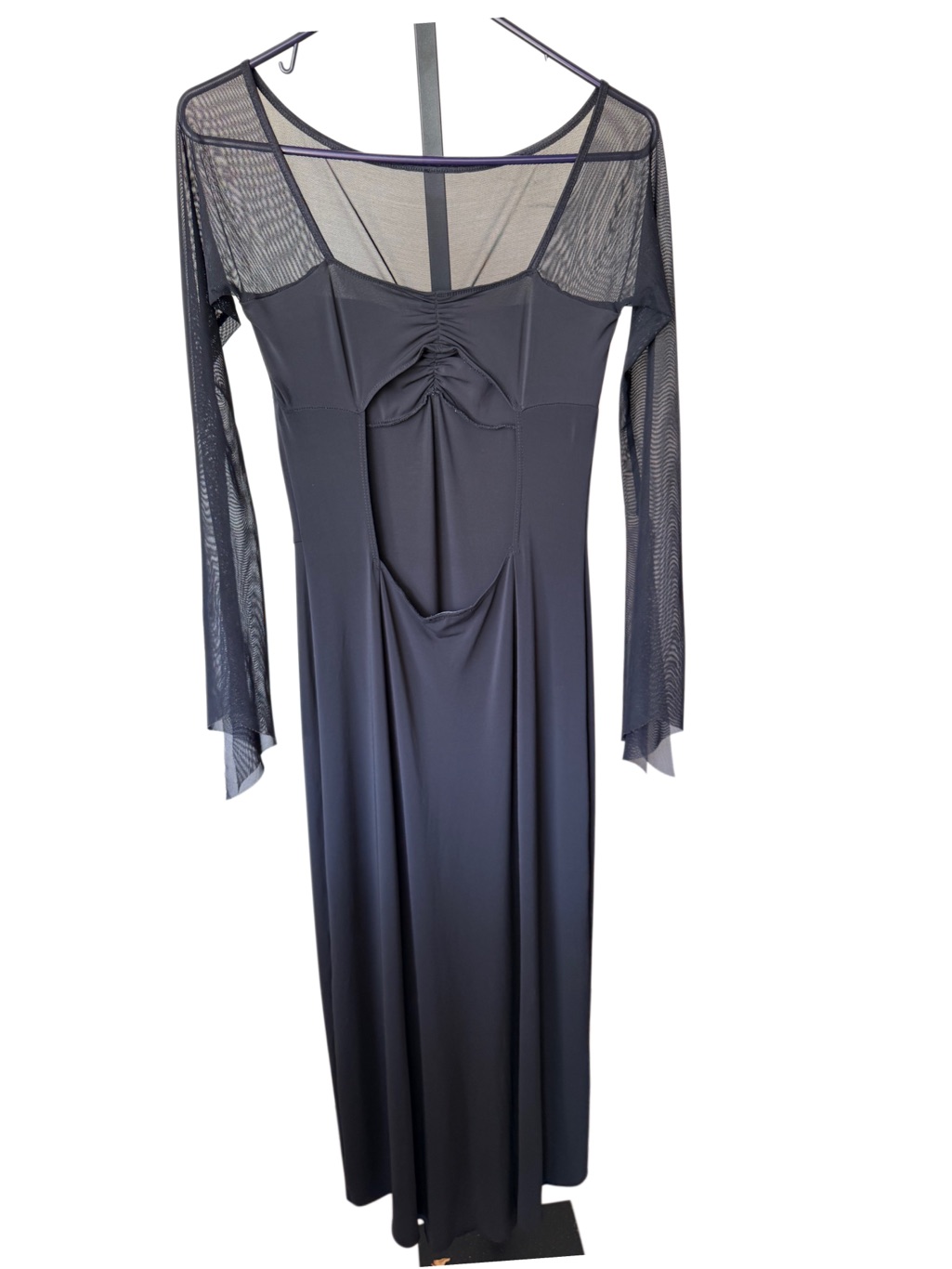 Vintage Y2k Mesh Sheer Fairy Whimsigoth Witchy Grunge Black Maxi Dress Size M — image 2 of 8